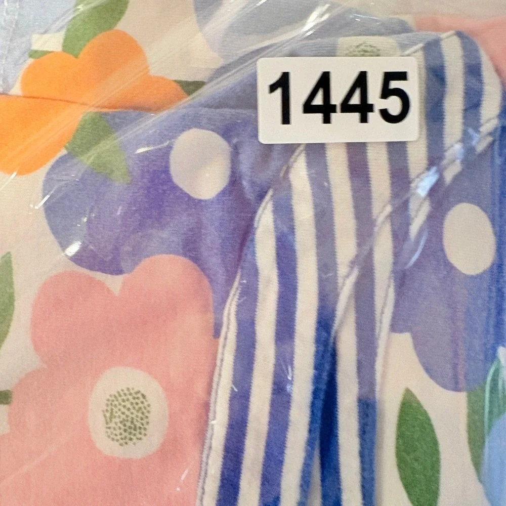 Mini Boden Floral Dress Kids 7-8Y Blue Pink Excellent Long Sleeve Striped Pocket